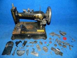 Antique Home Climax " T " No.  3 Sewing Machine 3/4 Size With Attachments
