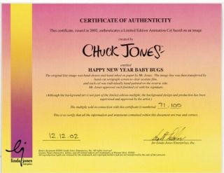 Happy Year Baby Bugs Bunny Hand Painted Cel LE 71/100 signed by Chuck Jones 2