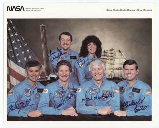 Sts - 41d Crew - Signed Nasa Litho,  Judy Resnik