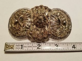 large edwardian sterling silver ornate filigree belt buckle 2