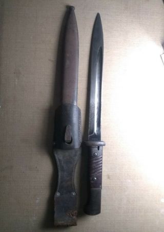 Ww2 German 98k Combat Mauser Bayonet 44 Asw.  With Scabbard And Frog