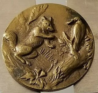 Antique Button,  1800s Fox And The Crow Fable,  Rare 19th Century
