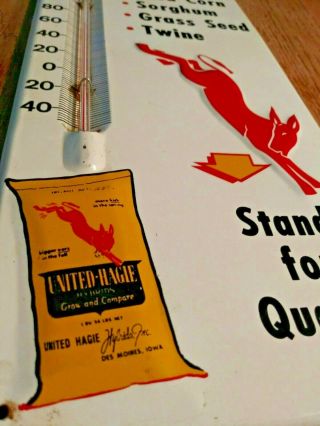 Rare 1950s Vintage United Hagie Seed Corn Thermometer Sign Farm Old Mule Gas Oil