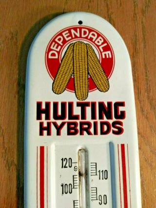 Rare 1950s Vintage Hulting Hybrids Corn Thermometer Sign Geneseo Il Farm Old Oil