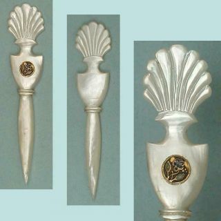 Antique Palais Royal Mother Of Pearl Stiletto / Awl With Pansy Seal Circa 1820