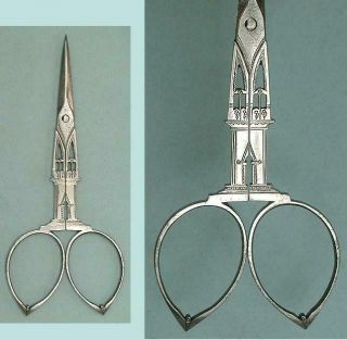 Antique Figural Cathedral Embroidery Scissors French Circa 1800
