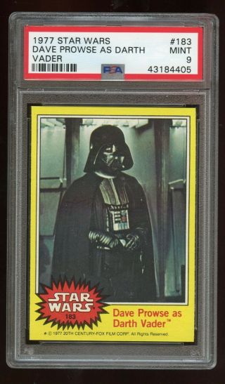 1977 Star Wars " Dave Prowse As Darth Vader " 183 Card Psa 9