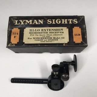 Vintage Lyman 525 Hi - Lo Extension Peep Sight Stem & Box For Winchester 52 Rifle
