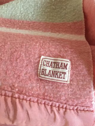 Vintage Chatham 1950 ' s Blanket Pink Green White Wool Blend 66 