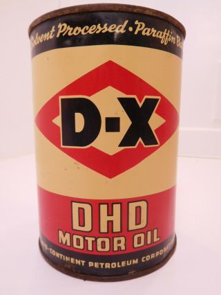 Rare Vintage Full D - X Motor Oil Metal Oil Can
