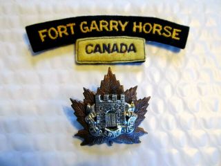 Ww2 Canadian Fort Garry Horse Cap Badge And Shoulder Flash