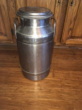 Antique 1950’s John Wood Stainless Steel Milk Can W/lid 5 Gallon Rodar Co Lessee