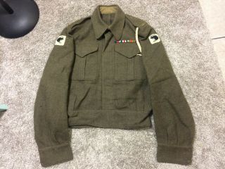 Ww2 Canadian Made P37 Battle Dress Jacket With 7th Amor Patch,  Greys,  Ribboms