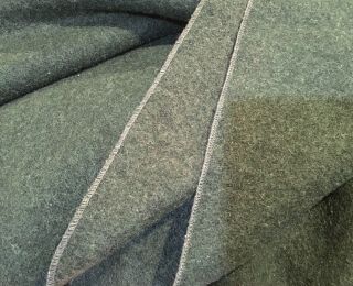Forest Green Heather Wool Blanket Heavy Weight Fabric 66” X 84” No Tag