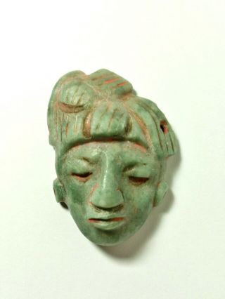 Pre - Columbian Mayan Jade Warrior / Dignitary Pendant & Mask 2