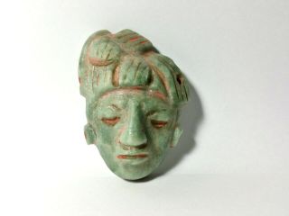 Pre - Columbian Mayan Jade Warrior / Dignitary Pendant & Mask 3