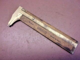 Vintage Stanley No.  136 1/2 Wood & Brass Ruler W/caliper Has Issues For Repair