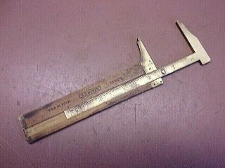 Vintage STANLEY No.  136 1/2 WOOD & BRASS RULER w/CALIPER Has Issues for Repair 3