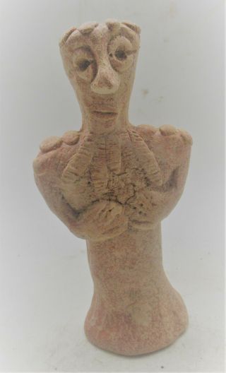 Circa 1000bce Ancient Syro - Hittite Terracotta Idol Mother Goddess Rare