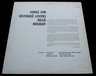 Billie Holiday - Songs For Distingue Lovers US Verve MGV - 8257 Mono LP 3