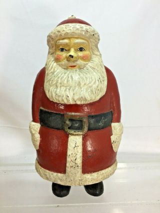 Vintage Cast Iron Large Santa Claus Still Coin Bank Figurine Estate Find