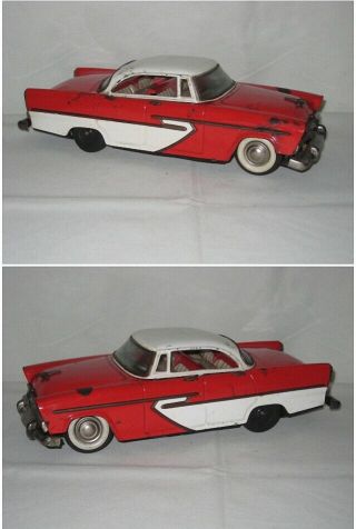 Vintage Alps Japan Tinplate Battery Operated 1956 Plymouth Mystery Car