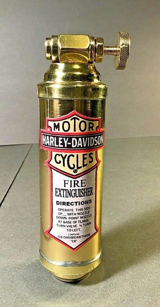 Vintage Brass Presto Cb Fire Extinguisher W/harley Label And Bracket