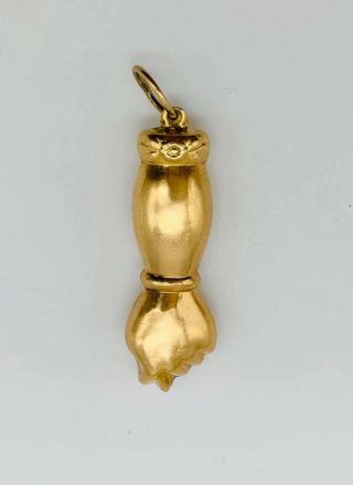 Awesome Solid 18k Yellow Gold Figa Fist Hand Charm Pendant