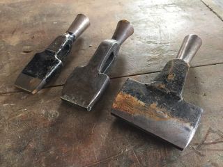 3 Vintage Wide Rectangle Leather Cutting Punch Tools - Sizes In Description