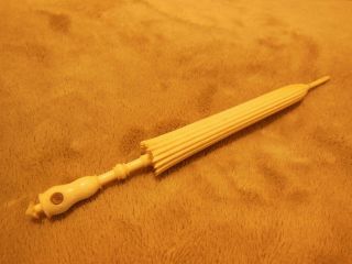 Antique Carved Bone Parasol Umbrella Sewing Needle Case W/ Stanhope Picture