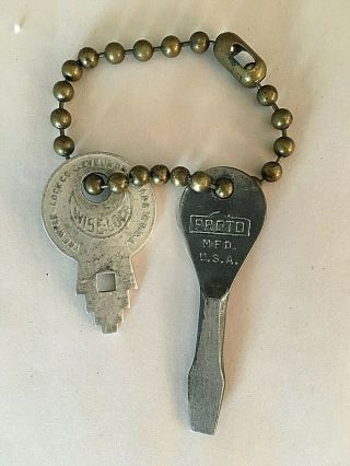 Vintage Proto Tools Slotted Keychain Screwdriver & Vintage Wise - Lock Key,