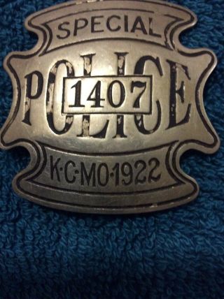 Vintage Obsolete 1922 Special Police Kc Mo Badge 1407 By Allen Stamp & Seal Co.