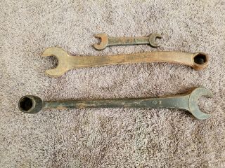 3 ANTIQUE FORD MODEL A / T LUG COMBINATION OPEN END WRENCH 2 & 35 SCRIP LOGO 2