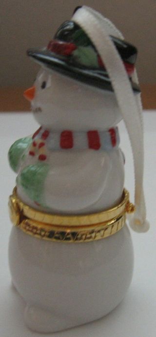 Snowman Trinket Box 1997 Hallmark Keepsake Ornament Porcelain Hinged 2