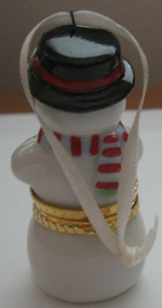 Snowman Trinket Box 1997 Hallmark Keepsake Ornament Porcelain Hinged 3