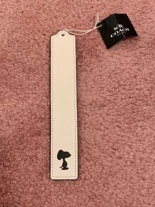 Nwt Coach X Peanuts Snoopy Leather Bookmark,  Chalk/black,  Style 63167