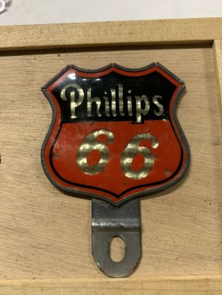 Phillips 66 Small Tin Sign Black And Red With Lettering In Gold Are