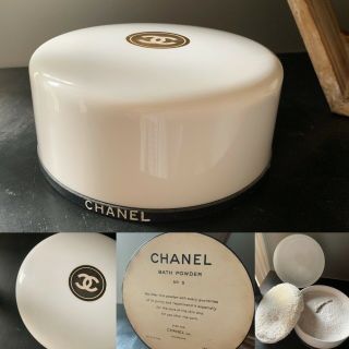 Vintage Chanel No 5 Paris Bath Powder 8 Oz Size 730 Dusting Puff