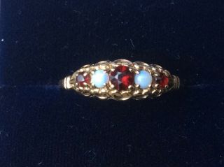 Vintage 9ct Gold Opal And Garnet Ring