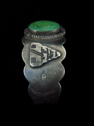 Antique Navajo Bracelet - Thunderbirds - Coin Silver and Turquoise 3