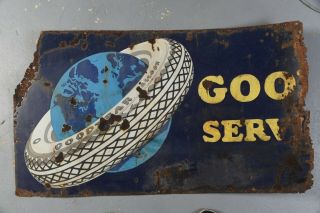 Rare Partial Goodyear Tires Porcelain Globe Garage Gas Station Sign