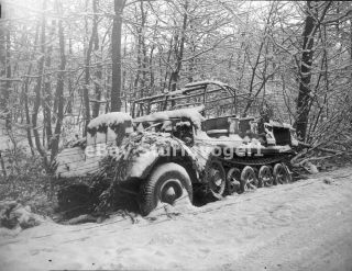 Wwii Photo Negative Captured German Sdkfz Tank Truck Wehrmacht