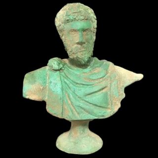 Roman Ancient Bronze Bust Statue - 200 - 400 Ad (1) Large