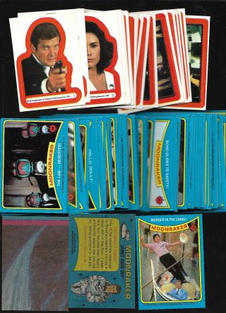 James Bond 007 1979 Complete Moonraker Set Of 99 Cards,  22 Stickers Roger Moore