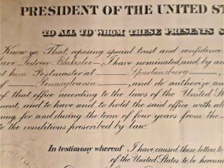 1936 Franklin Roosevelt Signed Postmaster Appointment Certificate 2