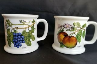 Lauffer Vintage Stoneware 20 Oz Coffee Mugs Cups Set Of 2 1970s Botanical Floral