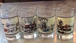 Set Of 4 1981 Currier And Ives Drinking Glasses From Arby 