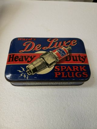 Vintage De Luxe Montgomery Ward Heavy Duty Spark Plug Tin