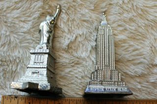 Vintage Metal Empire State Building & Statue Of Liberty 3 1/2 In