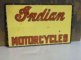 Large 20 Inch Indian Motorcycles Porcelain Enamel Sign Heavy Thick Porcelain Oil